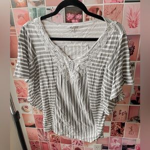 Grey Striped Blouse